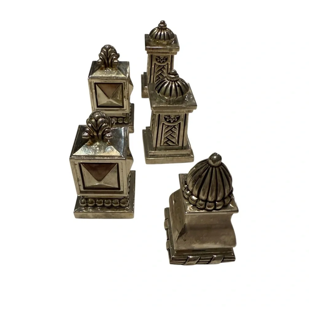 Bombay Co. Set of 5 Of Silver Plated Mini Salt And Pepper Shakers No Box